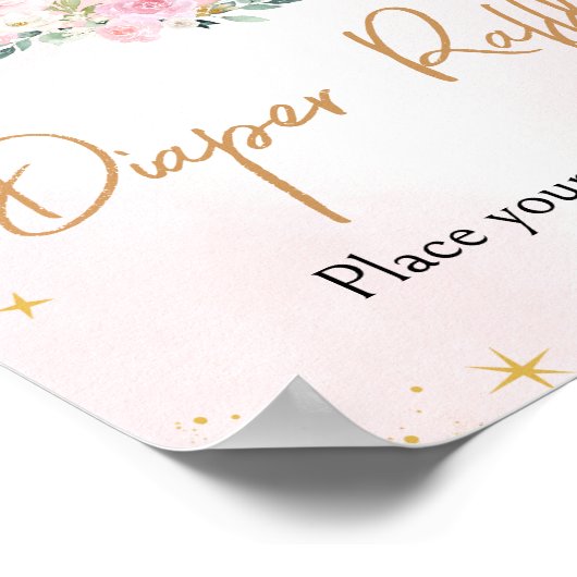 Pink Moon and Stars Baby shower Luier Raffle Poster (Hoek)