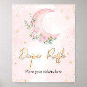 Pink Moon and Stars Baby shower Luier Raffle Poster (Voorkant)