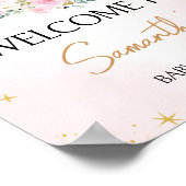 Pink Moon and Stars Baby shower Welkom Poster (Hoek)