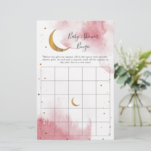 Pink Moon Baby shower Bingo Game (Staand voorkant)