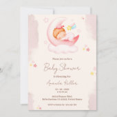 Pink Moon Baby shower Invitation Kaart (Voorkant)