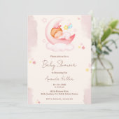 Pink Moon Baby shower Invitation Kaart (Staand voorkant)