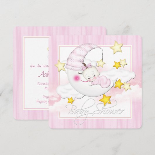 Pink Moon-Baby shower Kaart (Voorkant / Achterkant)