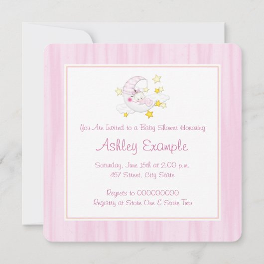 Pink Moon-Baby shower Kaart (Achterkant)