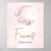 Pink Moon en Stars Baby shower Favorieten Poster (Voorkant)