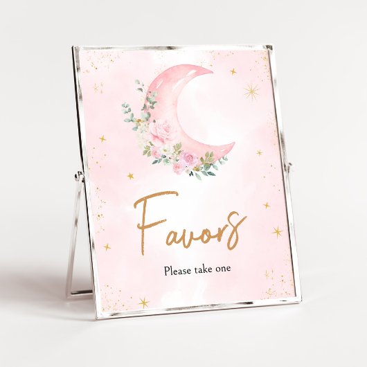 Pink Moon en Stars Baby shower Favorieten Poster