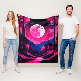 Pink Moon Fantasy Fleece Deken