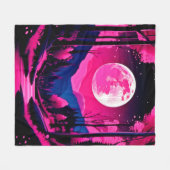 Pink Moon Fantasy Fleece Deken (Voorkant (Horizontaal))