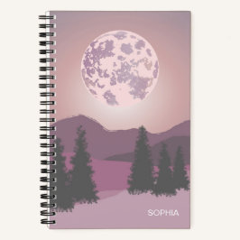 Pink Moon Over Mountains Notitieboek