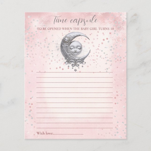 Pink Moon Time Capsule Kaart Baby shower (Voorkant)