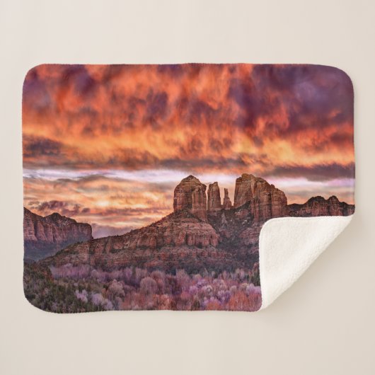 Pink Morning Glory Sherpa Deken (Voorkant (horizontaal))