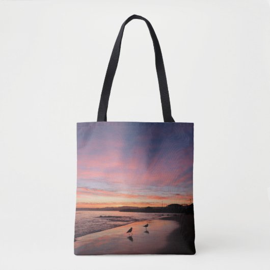 Pink Morning Sky aan het strand Tote Bag (Voorkant)