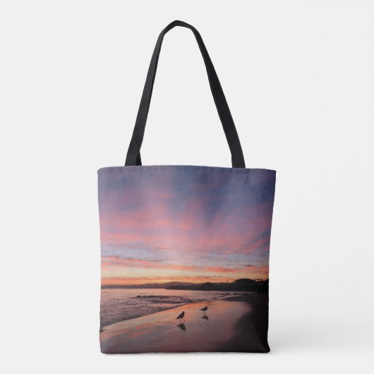 Pink Morning Sky aan het strand Tote Bag (Achterkant)