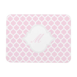 PInk Moroccan Pattern met Monogram Magnets Magneet