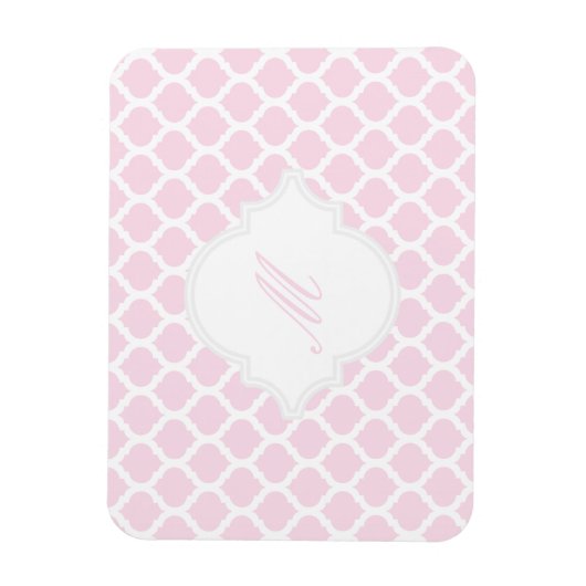 PInk Moroccan Pattern met Monogram Magnets Magneet (Verticaal)