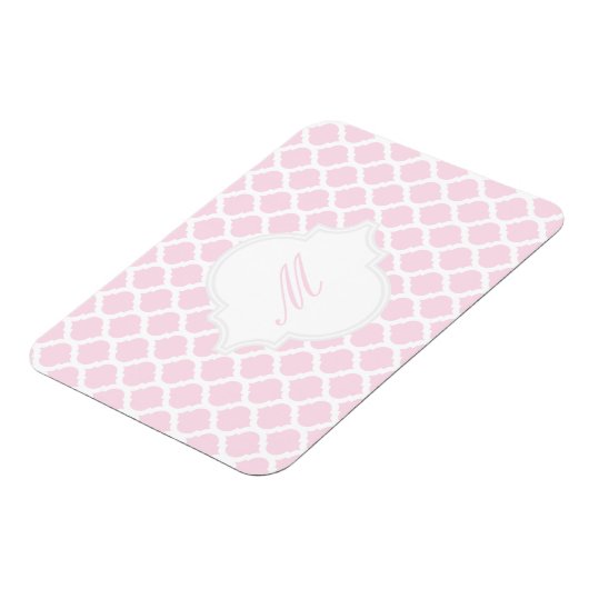 PInk Moroccan Pattern met Monogram Magnets Magneet (Linkerzijde)