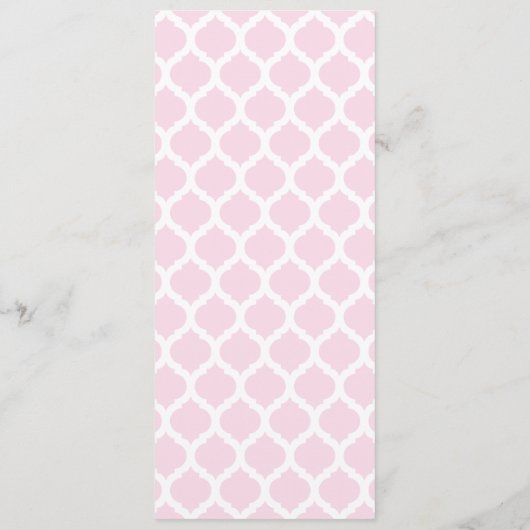 Pink Moroccan Pattern Wedding Menus Menu (Achterkant)