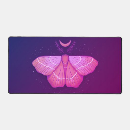 Pink Moth Witchy Night Art - Magische illustratie Bureaumat (Voorkant)