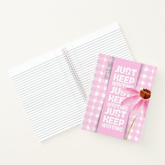 Pink Motivational Gingham Notitieboek (Binnen)