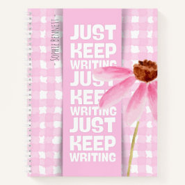 Pink Motivational Gingham Notitieboek