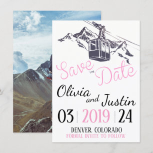 Pink Mountain Save the Date Kaart
