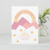 Pink Mountain Snow Flurry Baby shower uitnodiging (Staand voorkant)