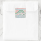Pink Mountain-waterverf Vierkante Sticker (Tas)