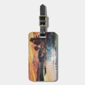 PINK MOUNTAINES LAKE ALPINE SUNSET LANDSCAPE BAGAGELABEL (Voorkant verticaal)