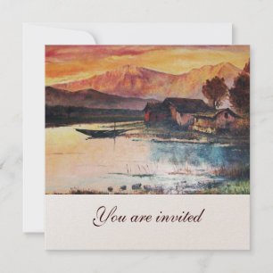 PINK MOUNTAINES LAKE ALPINE SUNSET LANDSCAPE KAART