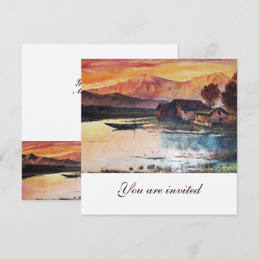 PINK MOUNTAINES LAKE ALPINE SUNSET LANDSCAPE KAART (Voorkant / Achterkant)