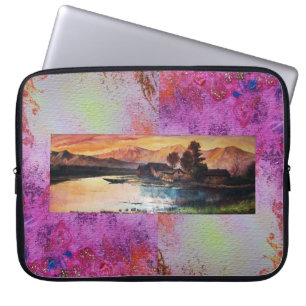 PINK MOUNTAINES LAKE ALPINE SUNSET LANDSCAPE LAPTOP SLEEVE