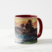 PINK MOUNTAINES LAKE ALPINE SUNSET LANDSCAPE MOK (Voorkant rechts)