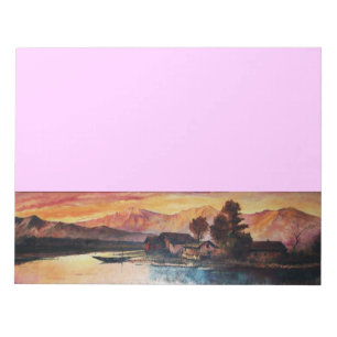 PINK MOUNTAINES LAKE ALPINE SUNSET LANDSCAPE NOTITIEBLOK