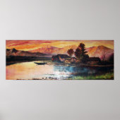 PINK MOUNTAINES LAKE ALPINE SUNSET LANDSCAPE POSTER (Voorkant)