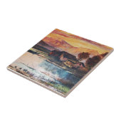 PINK MOUNTAINES LAKE ALPINE SUNSET LANDSCAPE TEGELTJE (Zijkant)