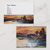 PINK MOUNTAINES LAKE ALPINE SUNSET LANDSCAPE VISITEKAARTJE (Voorkant / Achterkant)