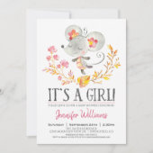 Pink Mouse Baby shower Girl Uitnodiging (Voorkant)