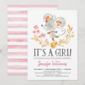 Pink Mouse Baby shower Girl Uitnodiging (Voorkant / Achterkant)