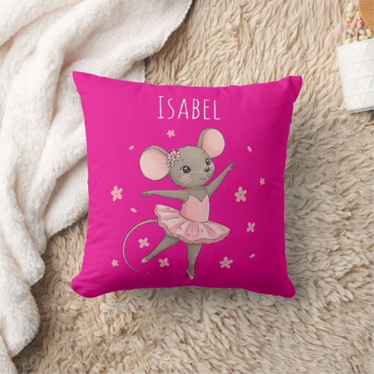 Pink Mouse Ballerina Custom Cushion for Girls  Kussen (Deken)