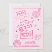 Pink Movie Night Party Verjaardag Kaart (Voorkant)