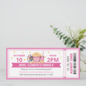 Pink Movie ticket birthday invitation Kaart (Staand voorkant)