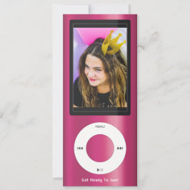 Pink MP3 Music Player Birthday Kaart