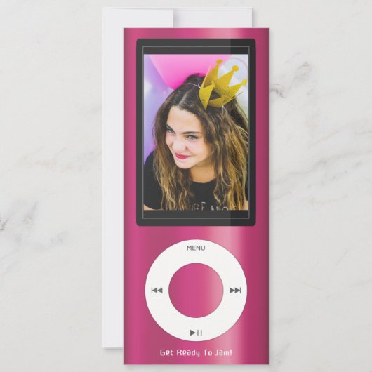Pink MP3 Music Player Birthday Kaart (Voorkant)