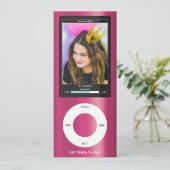 Pink MP3 Music Player II Birthday Kaart (Staand voorkant)