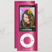 Pink MP3 Music Player II Birthday Kaart (Voorkant / Achterkant)