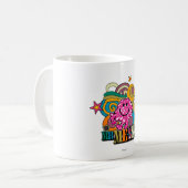 Pink Mr Messy | Kleurrijke wervelingen & sterren Koffiemok (Voorkant links)