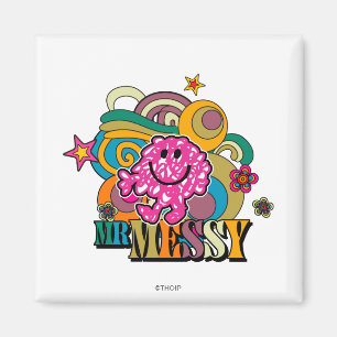 Pink Mr Messy Kleurrijke wervelingen & sterren Magneet