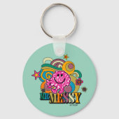 Pink Mr Messy | Kleurrijke wervelingen & sterren Sleutelhanger (Achterkant)