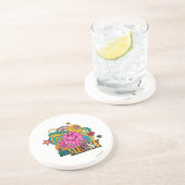 Pink Mr Messy | Kleurrijke wervelingen & sterren Zandsteen Onderzetter (Zijkant)