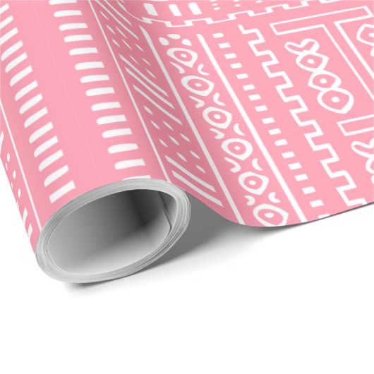Pink Mud Cloth Pattern Wrapping Paper Cadeaupapier (Rol Hoek)